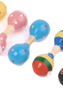 16CM 兒童木質 雙頭小沙錘 maraca