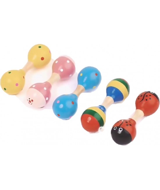 23CM 兒童木質 雙頭大沙錘 maraca
