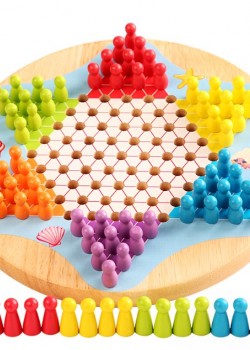 四合一雙面遊戲棋 兒童彩色六角跳棋