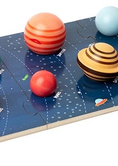 兒童 木製 太陽系八大行星 拼圖配對板