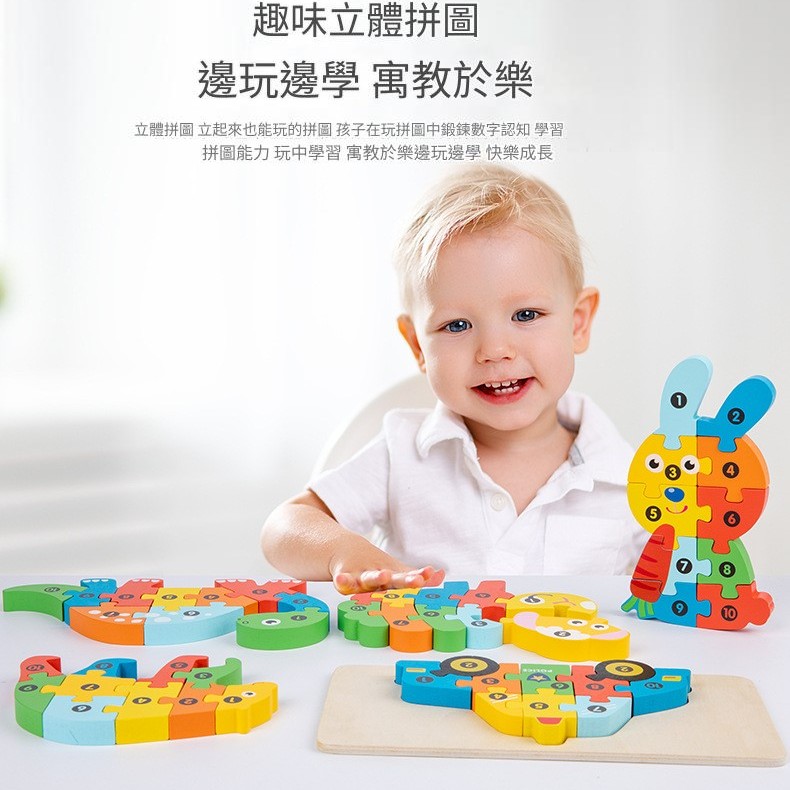 兒童 木製 3D立體拼圖積木 (單個裝)