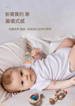 兒童木製 彩色手搖鈴 櫸木手搖鈴 (套裝)