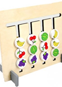 兒童 木質 四色遊戲邏輯思維 走位棋 教具 水果款