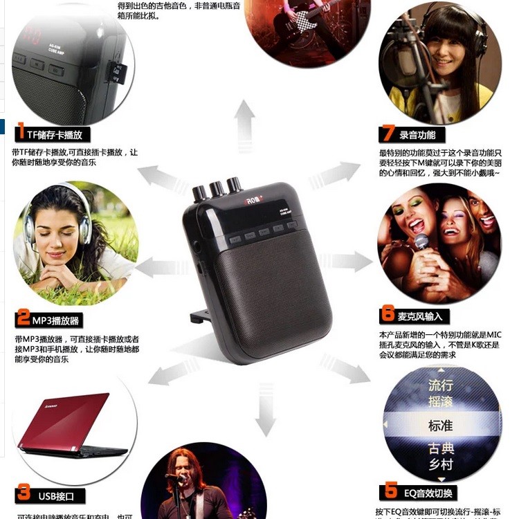 Aroma AG03M USB 充電迷你吉他音箱