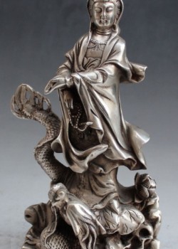 白銅 祥龍觀音