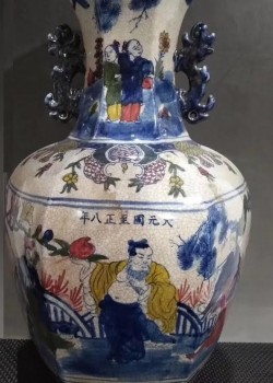 全手工 手繪斗彩八仙人物花瓶