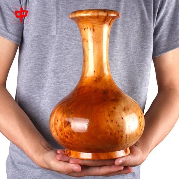 杉木實木雕刻花瓶(中號)