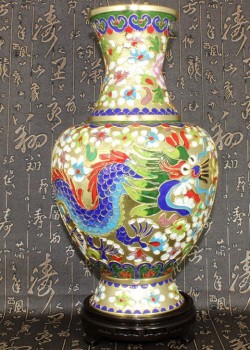 景泰藍花絲銀藍 12寸花瓶