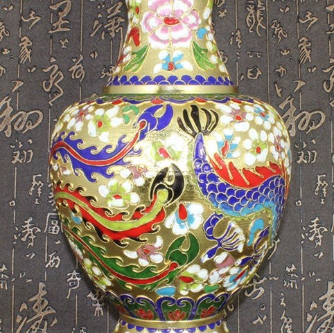 景泰藍花絲銀藍 12寸花瓶