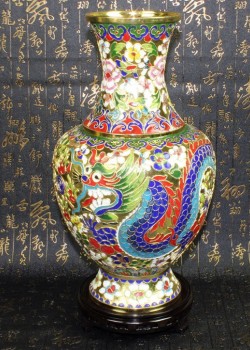 景泰藍花絲銀藍15寸花瓶