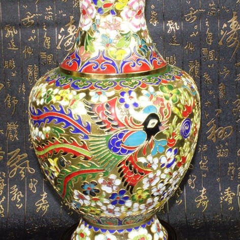 景泰藍花絲銀藍15寸花瓶