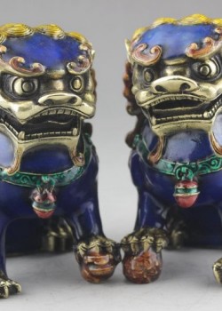 景泰藍獅子像一對