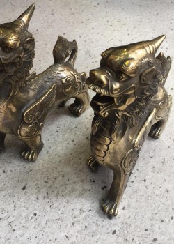 銅招財貔貅一對