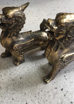 銅招財貔貅一對