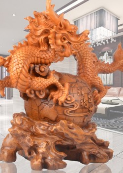 樹脂 龍抓珠擺件