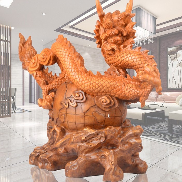 樹脂 龍抓珠擺件