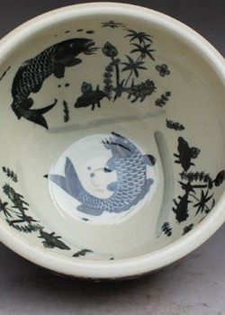 青花瓷 魚藻紋缸響水缸