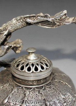 白銅 祥龍熏香爐