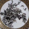 墨彩蝶戀花圖 紋金邊盤 擺件