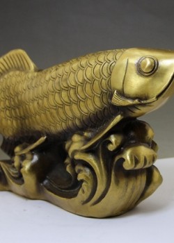 黃銅招財進寶 魚擺件