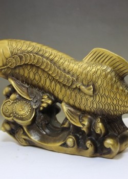 黃銅招財進寶 魚擺件