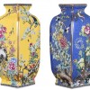 琺瑯彩描 金粉彩花鳥 四方瓶