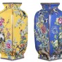 琺瑯彩描 金粉彩花鳥 四方瓶