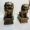 青銅器 銅獅子一對 