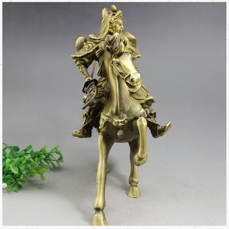 黃銅 騎馬關公 擺件