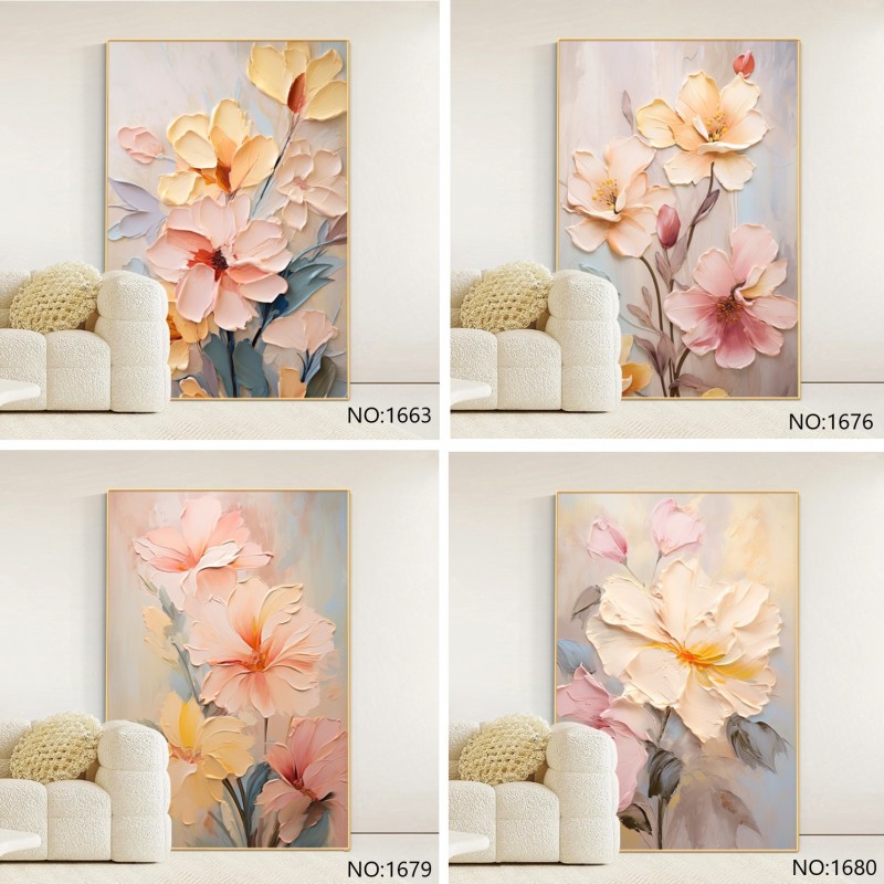 奶油風 花卉 晶瓷面掛畫 裝飾掛畫連鋁畫框 80X120CM