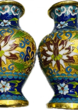 景泰藍 花絲銀藍 小花瓶 