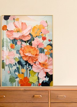 北歐風清新 花卉 晶瓷面掛畫 裝飾掛畫連鋁畫框 40X60CM DF