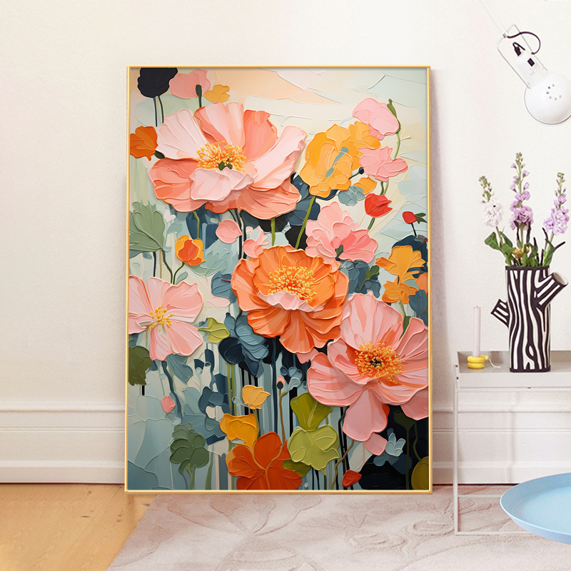 北歐風清新 花卉 晶瓷面掛畫 裝飾掛畫連鋁畫框 40X60CM DF