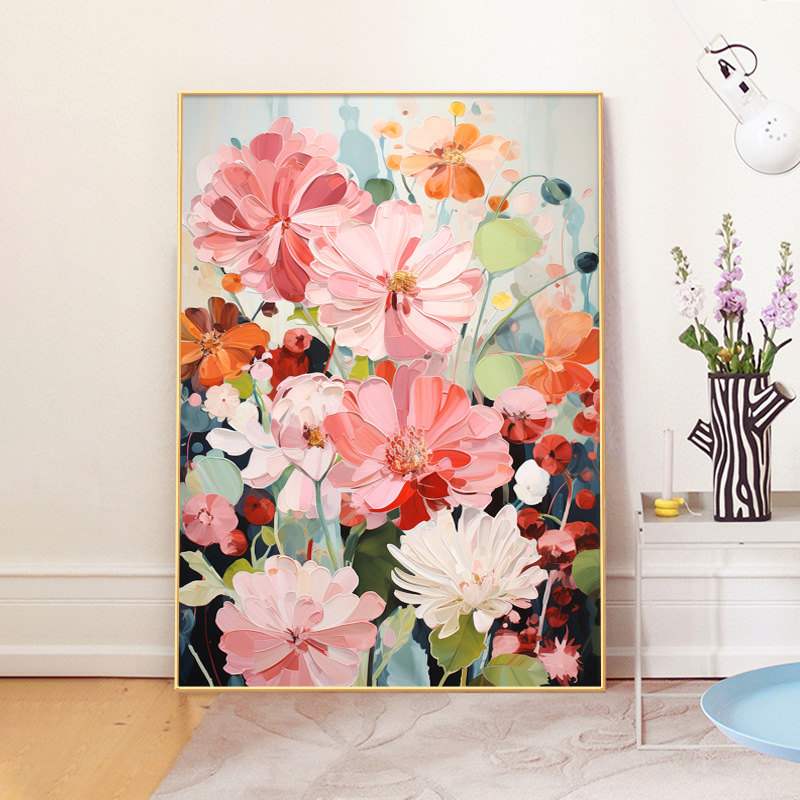 北歐風清新 花卉 晶瓷面掛畫 裝飾掛畫連鋁畫框 40X60CM DF