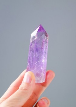 天然紫水晶 水晶柱 六稜單尖柱 擺件