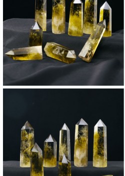天然黃水晶 水晶柱 六稜單尖柱 擺件