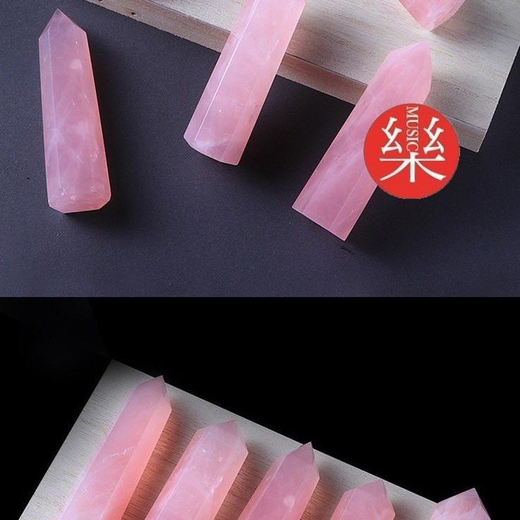 天然粉水晶 水晶柱 六稜單尖柱 擺件