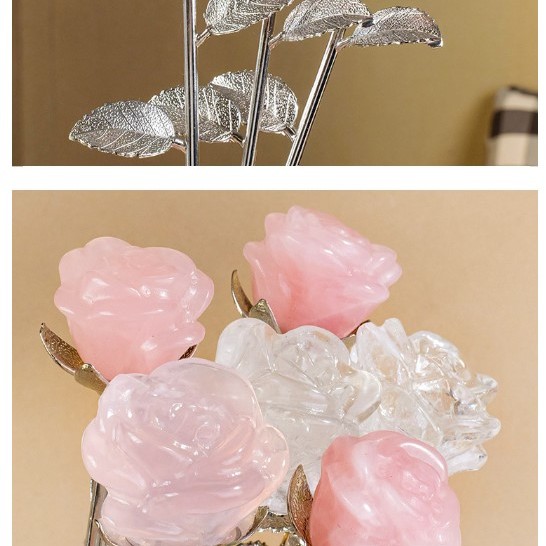 天然 水晶玫瑰花 粉水晶 玫瑰花 擺件