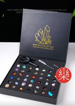 天然水晶 礦標禮盒組 43種礦物標本 兒童教學套盒
