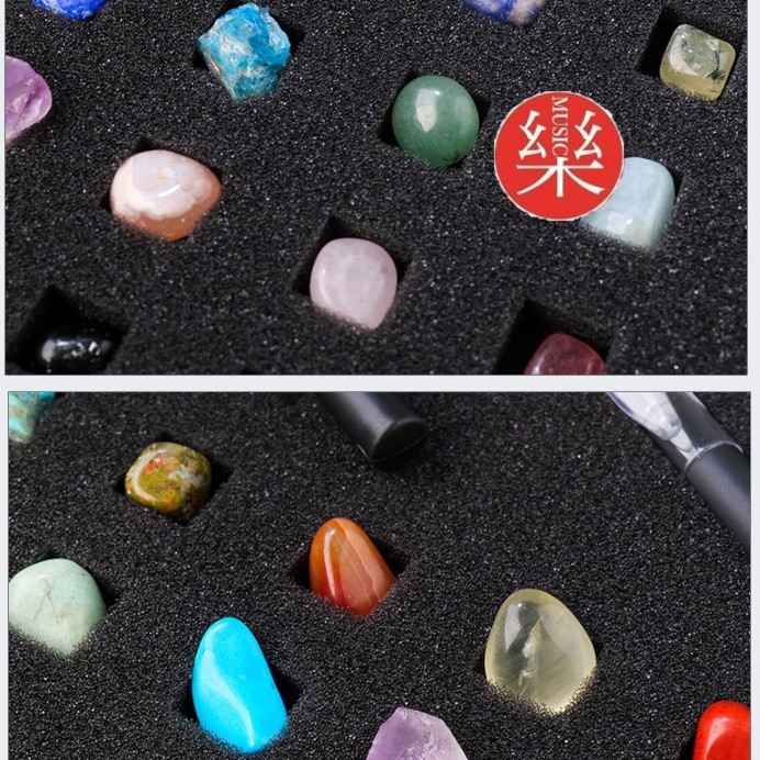 天然水晶 礦標禮盒組 43種礦物標本 兒童教學套盒