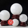 天然水晶球 原石白冰石 連底坐擺件 11CM
