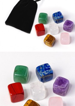 天然七彩水晶方塊 原石 瑜珈能量石 套裝擺飾