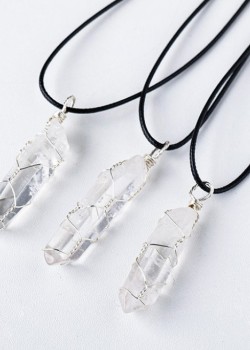 天然白水晶 單晶體  纏絲吊墜 水晶項鍊 掛件