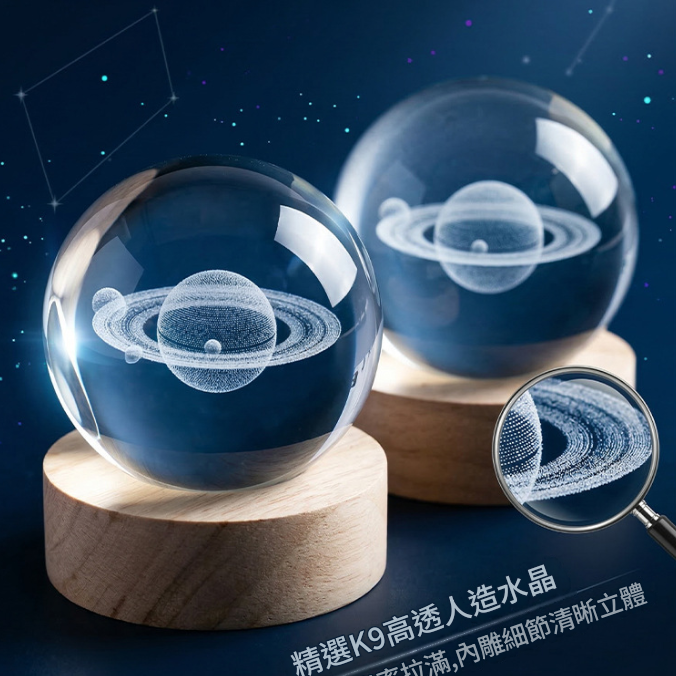 土星水晶球 星空小夜燈 