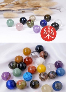 天然水晶球 原石粉水晶 擺件 2CM