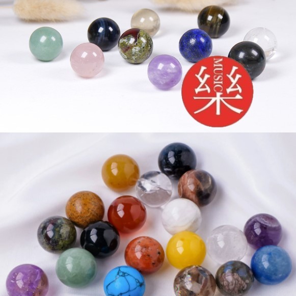 天然水晶球 原石粉水晶 擺件 2CM