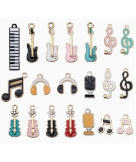 滴油 音樂 結他 提琴 音符吊墜 DIY 手工飾品 匙扣 一套20個 滴油 音樂 結他 提琴 音符吊墜 DIY 手工飾品 匙扣 一套20個
