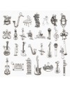 古銀 樂器 提琴結他 音樂吊墜 DIY 手作飾品 匙扣 一套30款