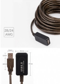 USB 2.0 數據 信號放大延長線 帶IC芯片延長線 5米長