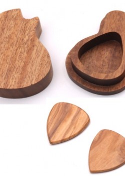 結他 木製撥片 結他型 撥片盒套裝 Wooden PICK